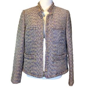 J.Crew *SPARKLE* Colorful Metallic Tweed Jacket Standing Collar Glitter Sz 6